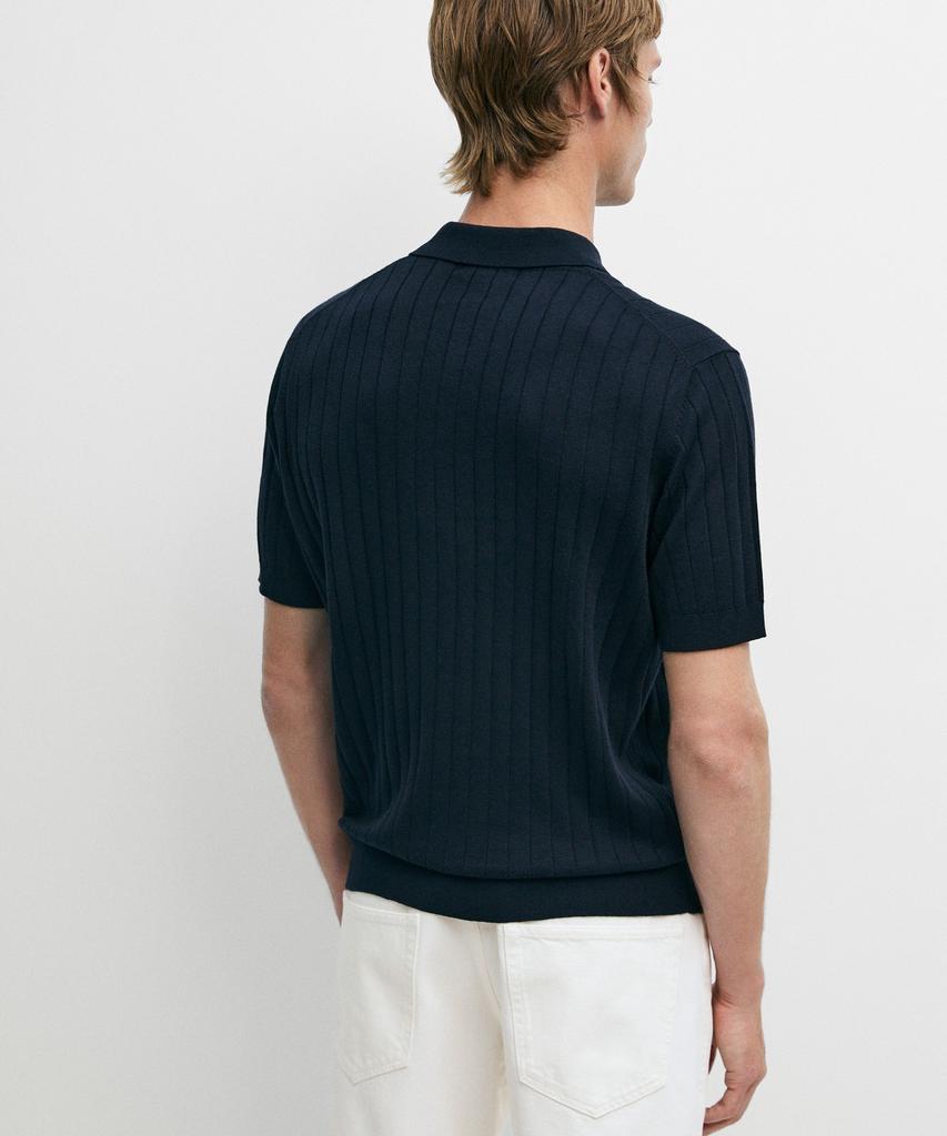 Masimodutti Cotton Ribbed Knit Polo Shirt