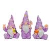 3 Pcs/Set Flower Gnome Figurines Collectible Dwarf Wearing Floral Hat Ornaments Desktop Gnome Statues for Home Cabinet Shelf Decorations