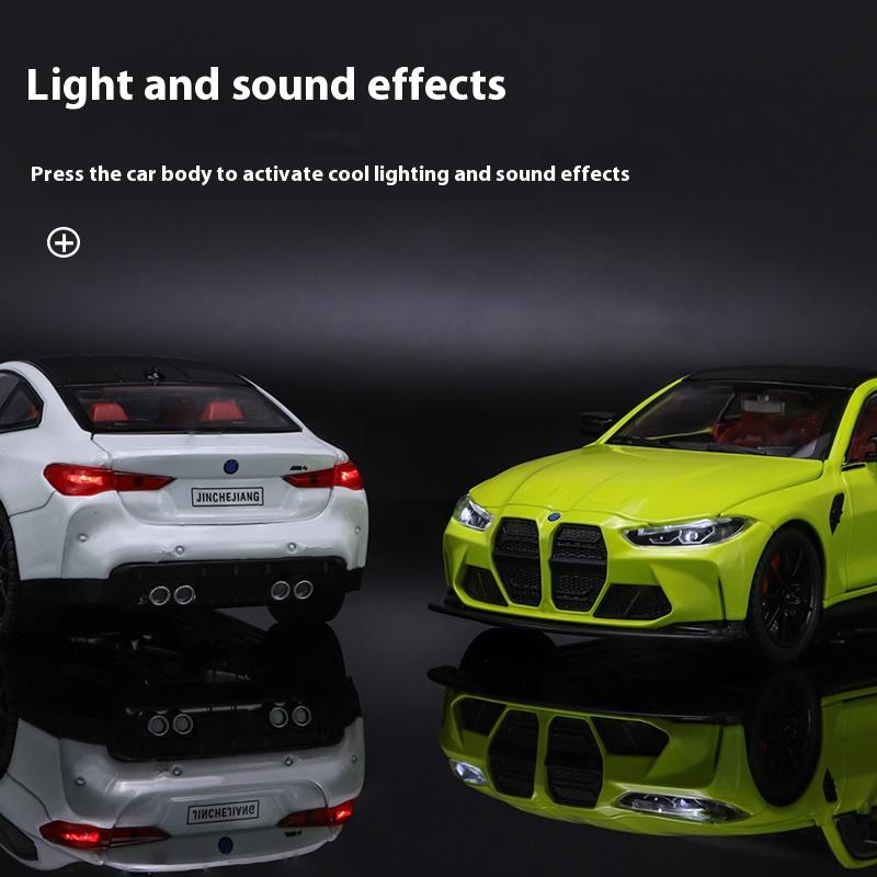 1:24 Metal Die Cast M4 Sports Car Model Simulation Sound Light Boy Toy Car Home Decor Children'S Birthday Gift Halloween Toys