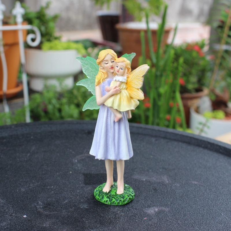 Mother and Daughter Flower Fairy Resin Ornament Creative Outdoor Courtyard Lawn Micro Landscape Flower Pot Decoration Ornament