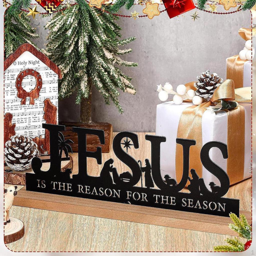 Metal Nativity Set Christmas Decorations Stylish Tabletop Display Scene Ornament with