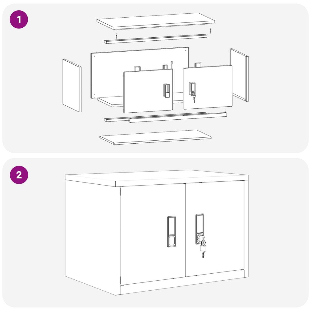 Storage Cabinet Anthracite 60 X 40 X 40 Cm Steel