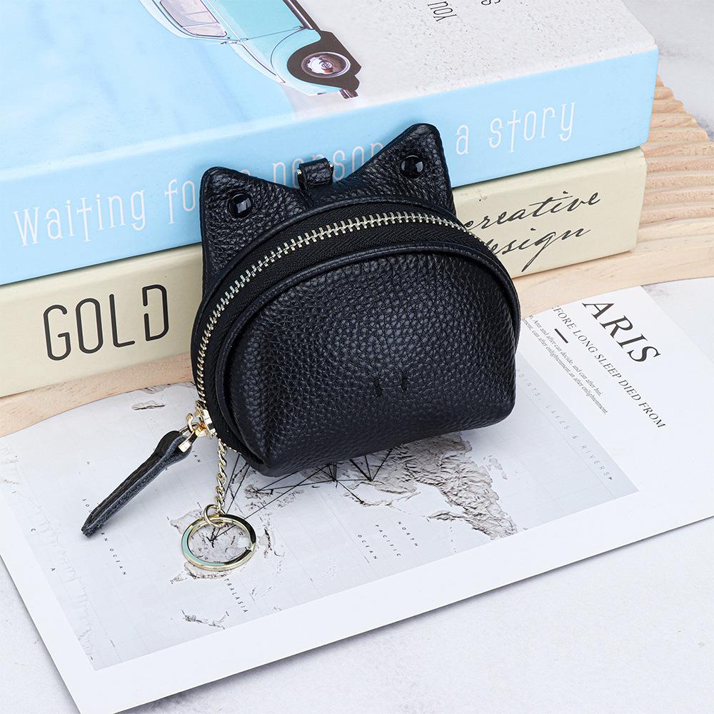 Leather Coin Purse Pouch Mini Wallet Change Purses with Keychain Women Zipper Closure Small Coin Holder Student Wallets