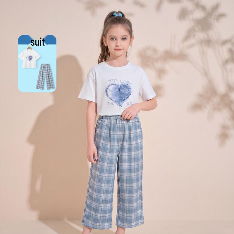Montagut Girls  Plaid Summer T-shirt & Pants Set 130