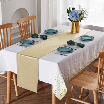 1 Set Disposable Tablecloths Table Runner Set 108" Tablecloth Pink Satin Table Runner for Wedding Birthday Party Decorations
