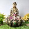 Lotus Buddha Table Top Water Fountain with RGB LED Light for Home Décor/Gift/Vastu/Pooja/Reception/House Warming (Gold)