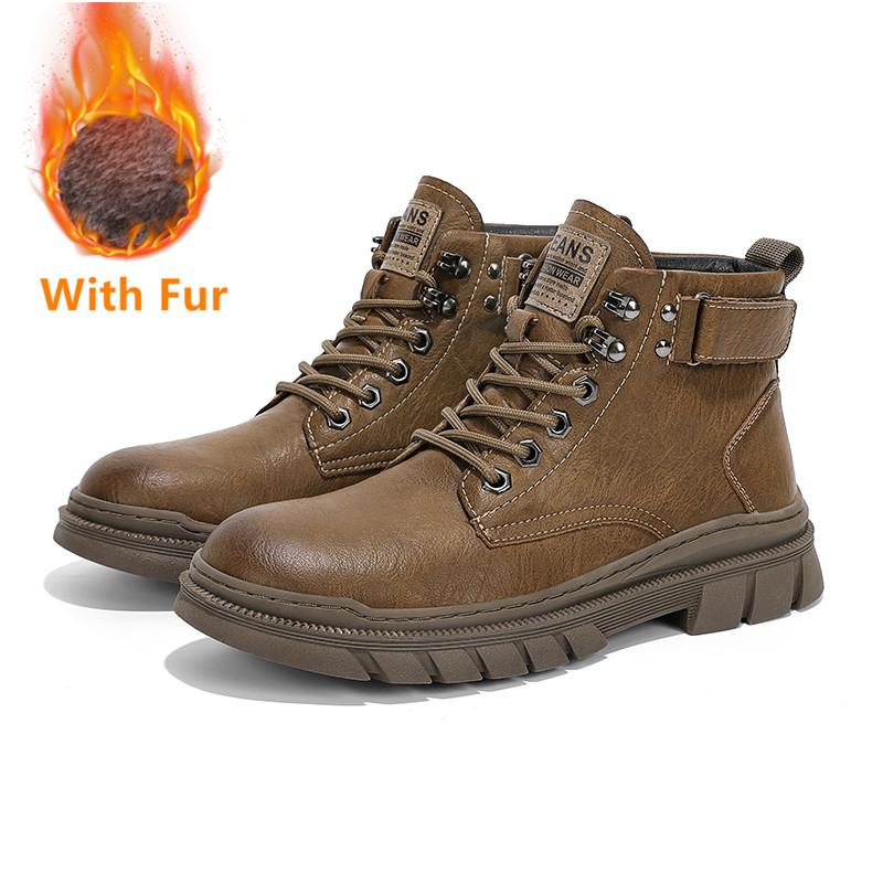 

Модные нескользящие новые теплые зимние ботинки для мужчин, роскошные брендовые высокие мужские повседневные дорожные туфли 2024 года, универсальные кожаные мужские ботильоны 44