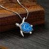 Bohemia Cute Turtle Pendant Necklace For Women Inlay Imitation Blue Opal Necklace Wedding Party  Christmas Gifts for Her
