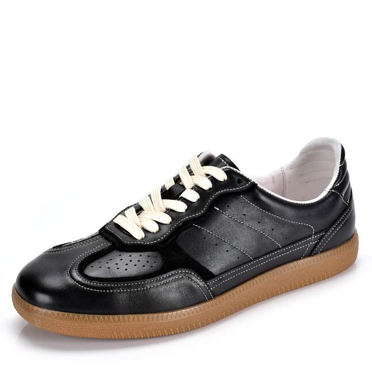 Men's Genuine Leather Retro White Casual Sneakers - Versatile German Training Style