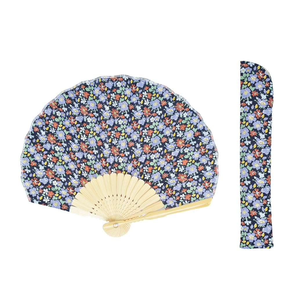 

Onishi Ken Seihan LIBERTY Складной веер и Сумка для складного веера Подарочный цветочный набор, Принт, Темно-синий, Рябь SGF30-LIA04