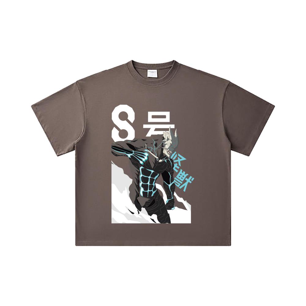 260 GSM Double Yarn 32 Count 100% Cotton Kaiju No 8 V6 Kafka Print Unisex Heavy Cotton T Shirt