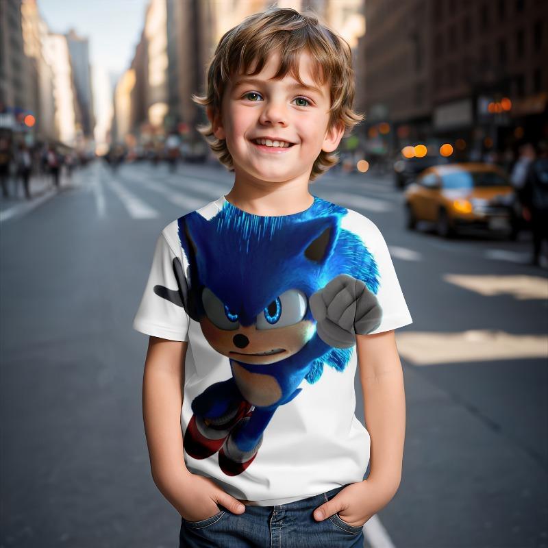 

T-shirt 2024 Children s Clothes Sonic 3D for Kids Boys and Girls Cartoon Printing Animation Cosplay Clothing Accessories 100