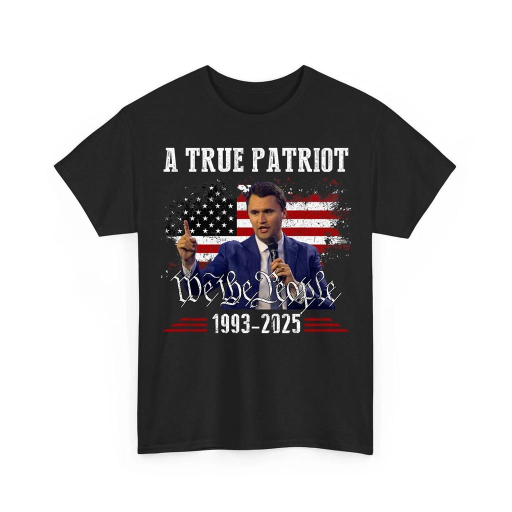 Maglietta Charlie Kirk, Vero Patriota 1993-2025 Rip Memorial Maglietta Bandiera Americana