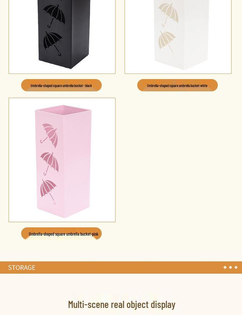 Metal Square Umbrella Stand and Storage Organizer for Newspapers, Dried Flowers, Fishing Gear, and Hiking Poles
