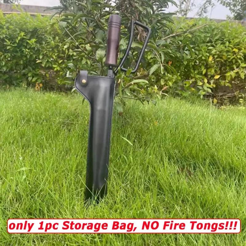 

Camping Barbecue Tongs Portable Storage Bag Outdoor Picnic Fireplace Clamp PU Leather Cover Anti-Scalding BBQ Tools (NO Tongs) чорний