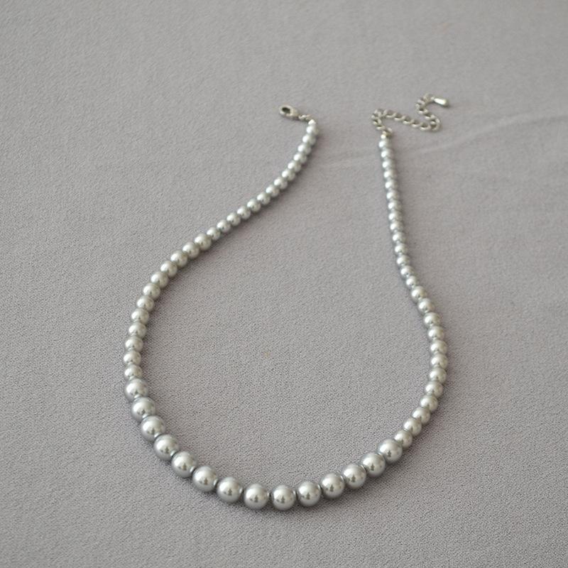 Spring and summer new Korean version small fragrance gradually change the size imitation pearl fashion celebrity temperament necklace collarbone chain