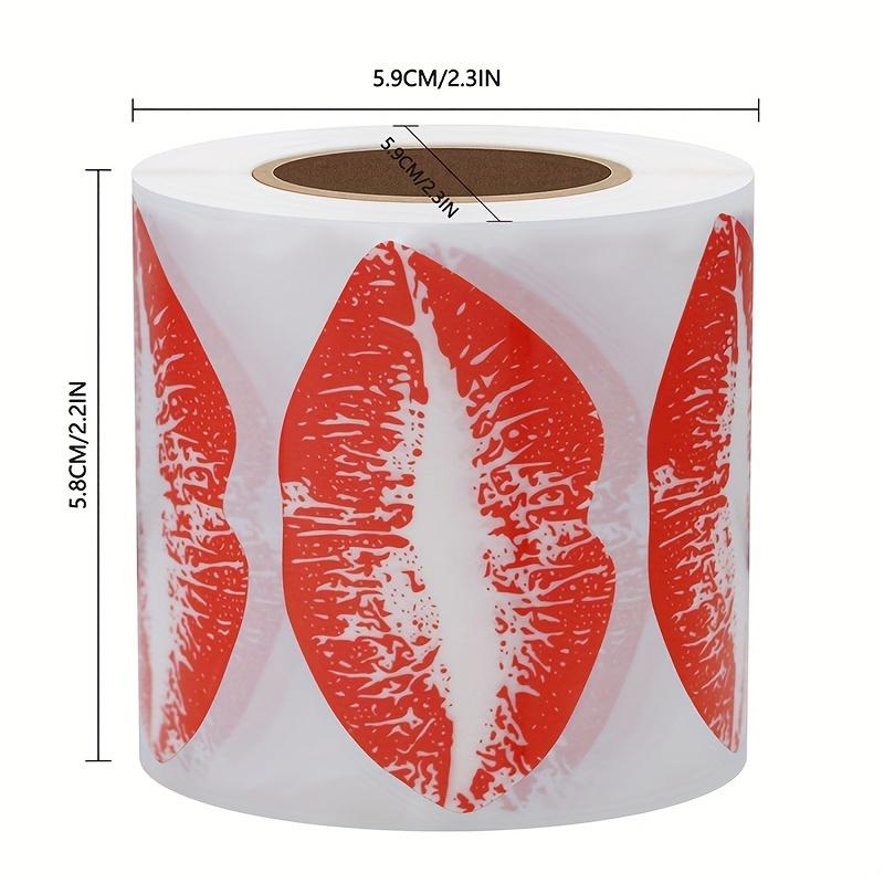 56x34mm Transparent Red Lips Sticker Label (300 Labels/roll), Shrink-wrapped Packaging With Plastic Film