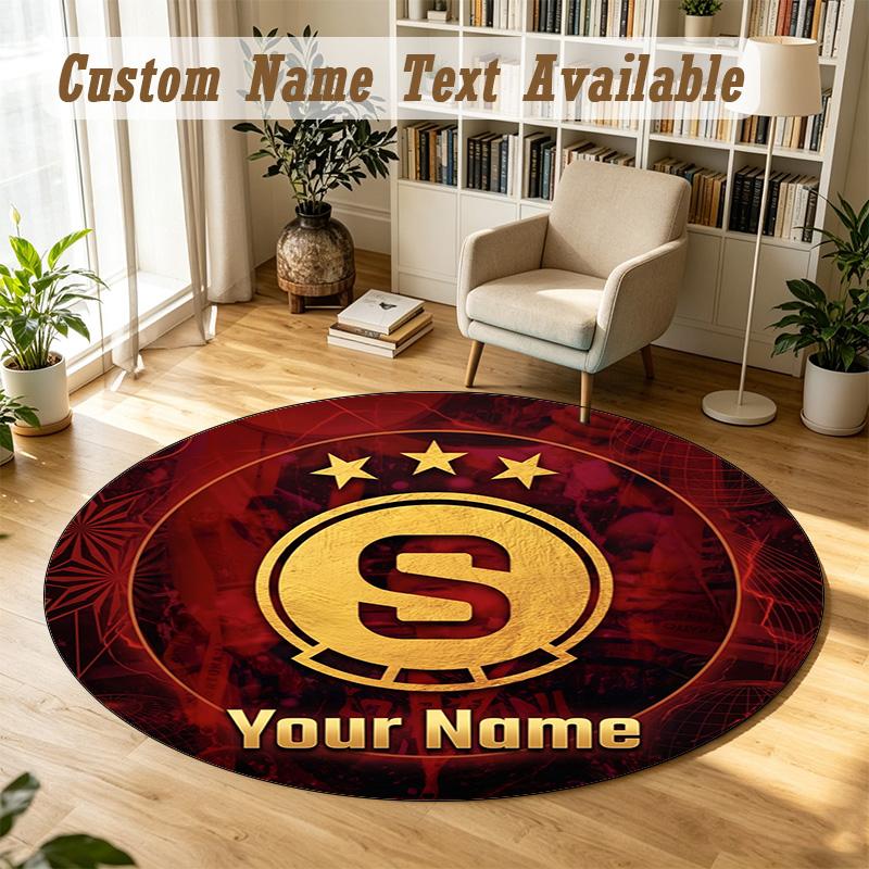 Round Rug Custom NameSparta Prague Pattern Non Slip Carpet Home Floor Decor