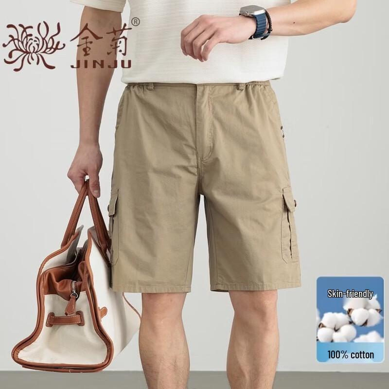 Men s Summer Pure Cotton Elastic Waist Shorts 3XL