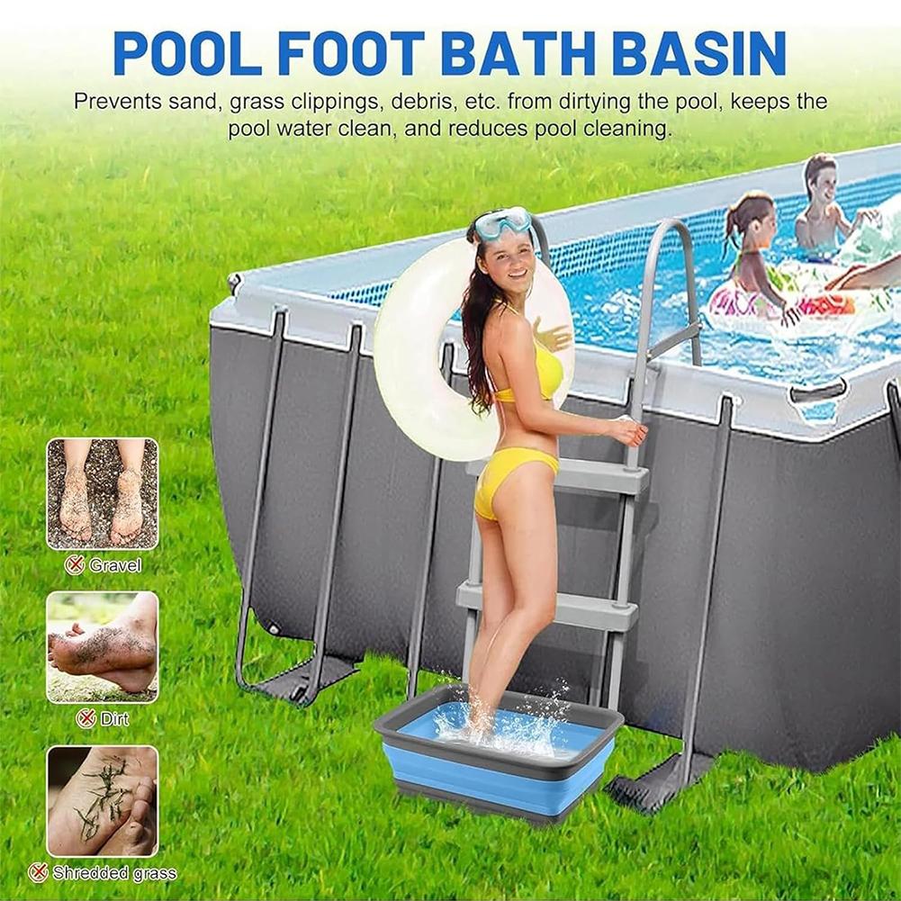 Pool Foot Wash Tray Collapsible Footbath Tub Non-Slip for Above Ground Swimming Pools Accessories