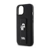 Karl Lagerfeld Gripstand Saffiano Karl & Choupette Pins - Etui Iphone 15 (Czarny)