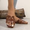 Fashion Woven Summer Slippers for Women Brand Design Square Toe Flat Sandals Woman Comfortable Non Slip Beach Slides Flip Flops