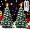 Christmas Table Centerpiece Tree Candles, Flameless LED Flickering Wax Candles with Remote Control, Battery Operated Realistic Pine Decor for