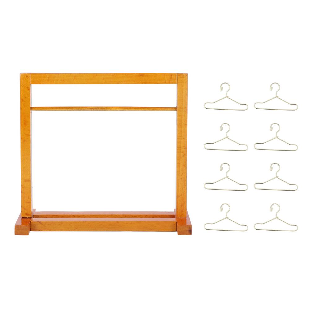 Doll Closet Rack With 8pcs Dolls Clothing Hanger 1:12 Scale High Simulation for Display Costumes