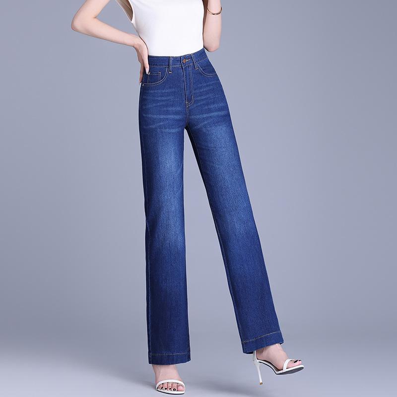 Women's High Waist Loose Fit Wide Leg Long Jeans Pants Straight Leg Denim Pants