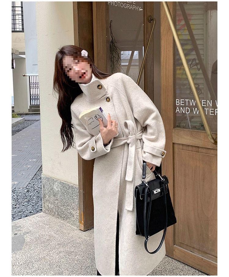 Women's Black Wool Coat - 2025 Autumn/Winter Hepburn Style Elegant Slimming Outerwear