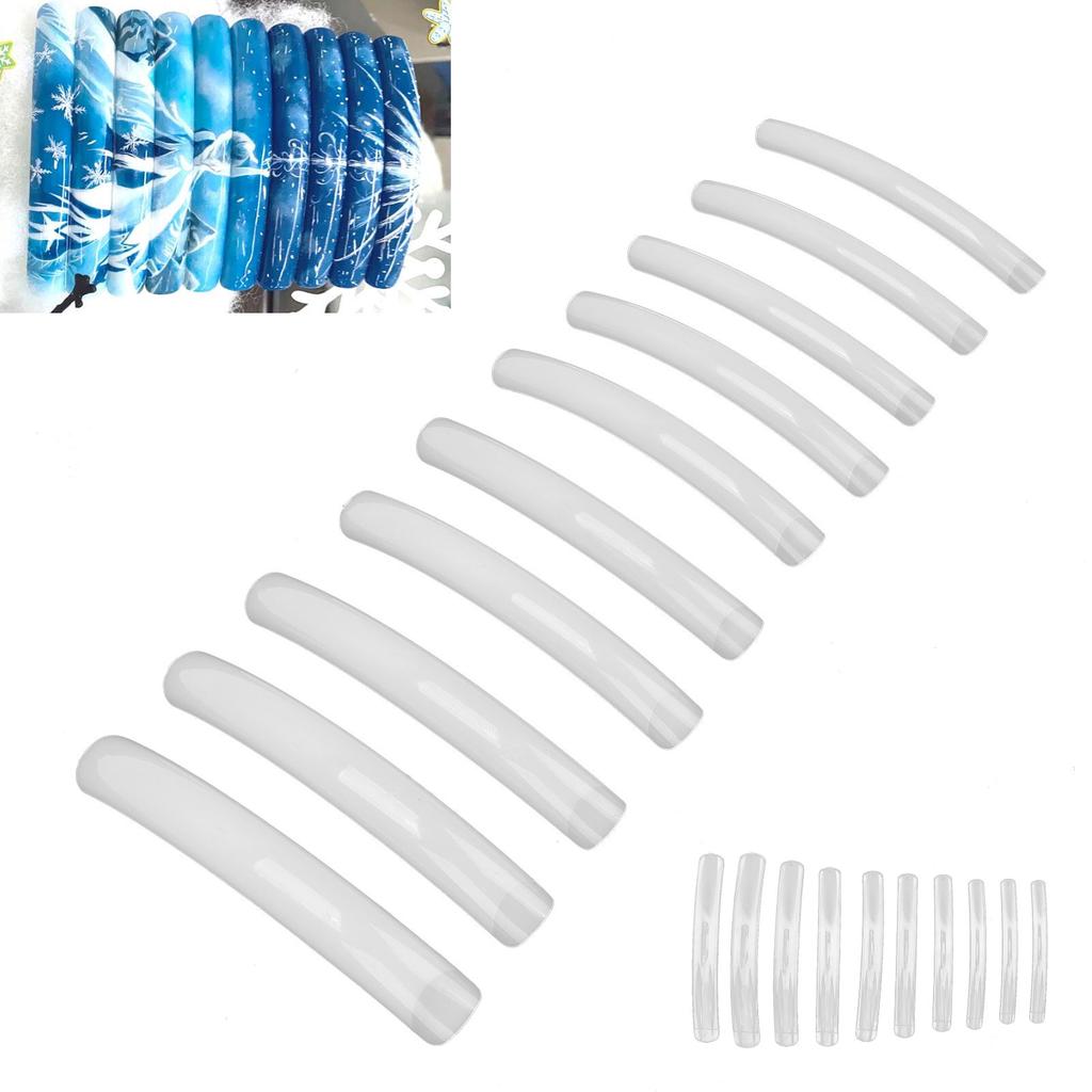 10pcs Long Flat Nail Tip Home Salon Nail Art Design Fake False Nail Set Manicure Tool