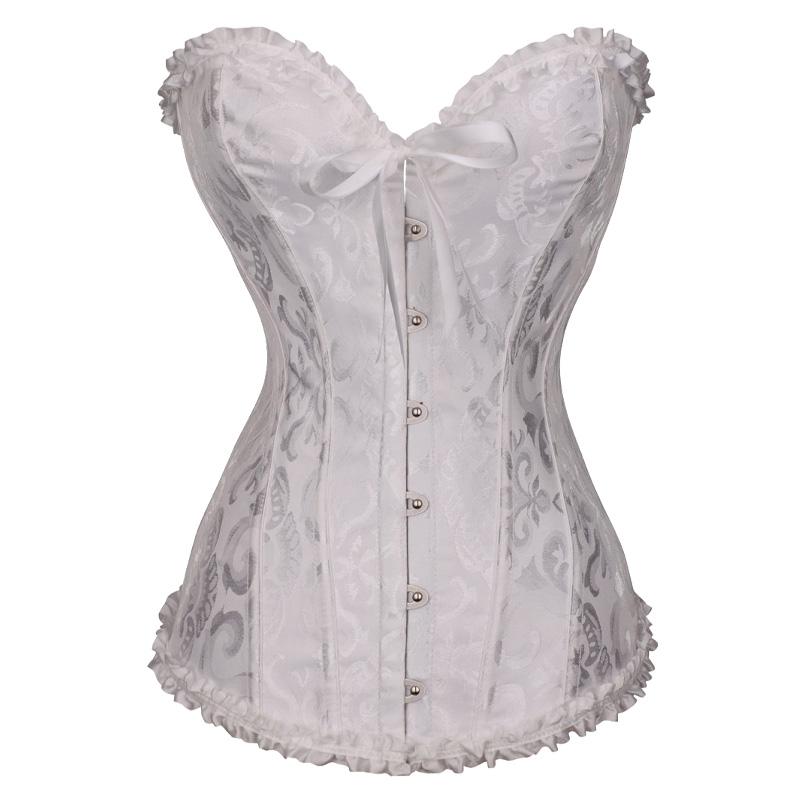 Fashion Solid Floral Lace Bow Corset Women s Overbust Bustier Strapless Red Corset Top for Christmas Xs белый