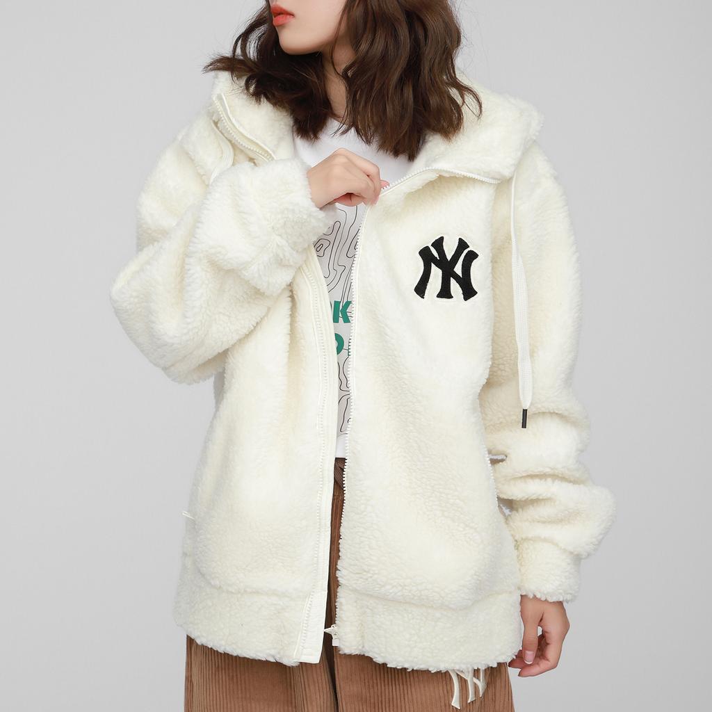 New MLB New York Yankees Velvet Jackets Unisex Cream 3AJPF0516-50CRS