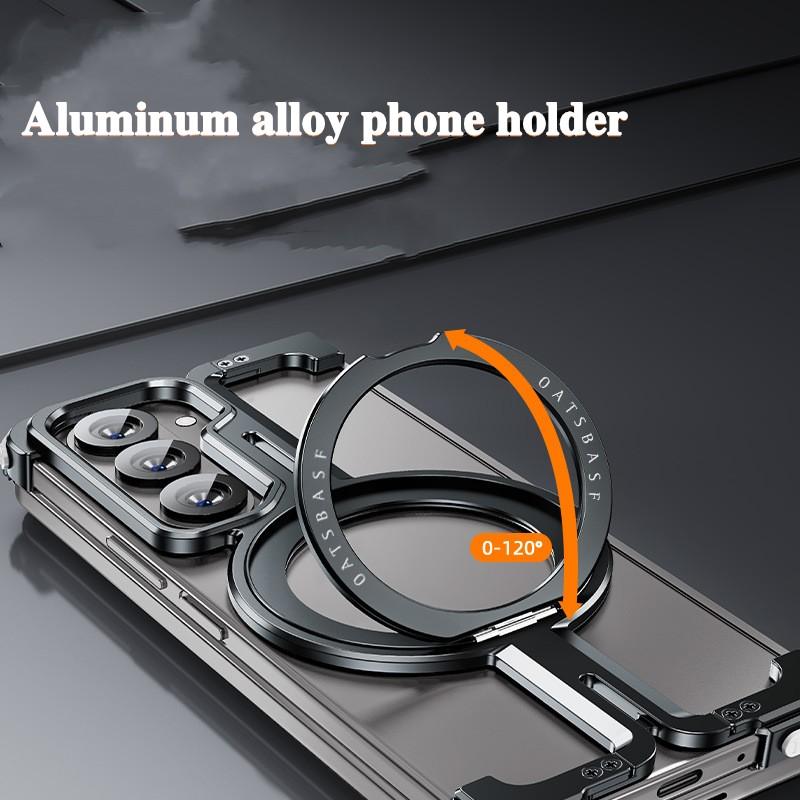 Lujo para Samsung Z Fold7 Funda de teléfono Magnética Soporte de Rotación 360 para Zfold 6 Funda Protectora Hueca para Z Fold 5 Funda Metálica Hombres