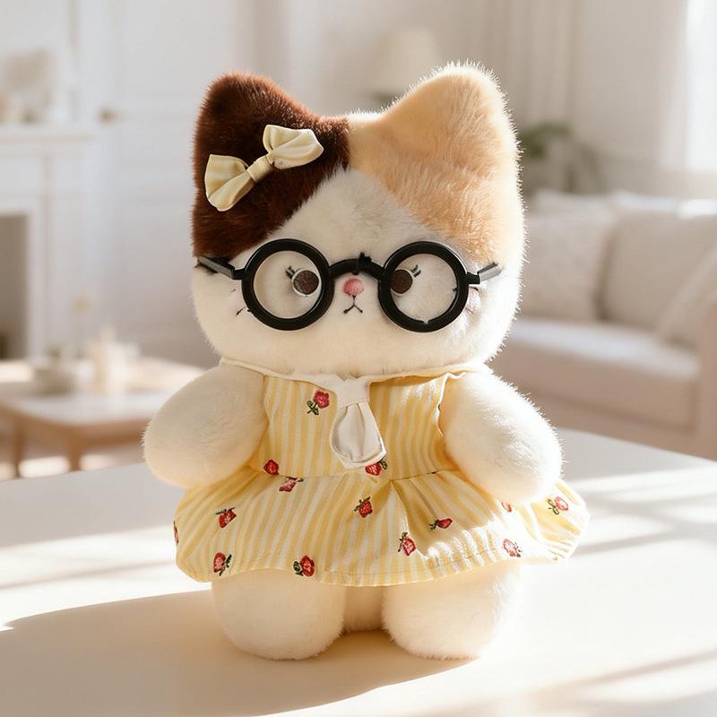 Pudding Calico Cat Doll Plush Toy Cute Kitten Doll Palm Treasure Ornament Children's Day Gift