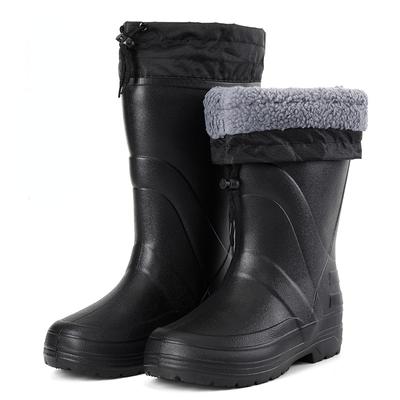Chaussures de Pluie d'Hiver pour Hommes EVA Antidérapantes Bottes de Neige pour Hommes Chaussures Imperméables Chaudes en Peluche Chaussures de Travail à Plateforme Confortables pour Hommes Grande Taille