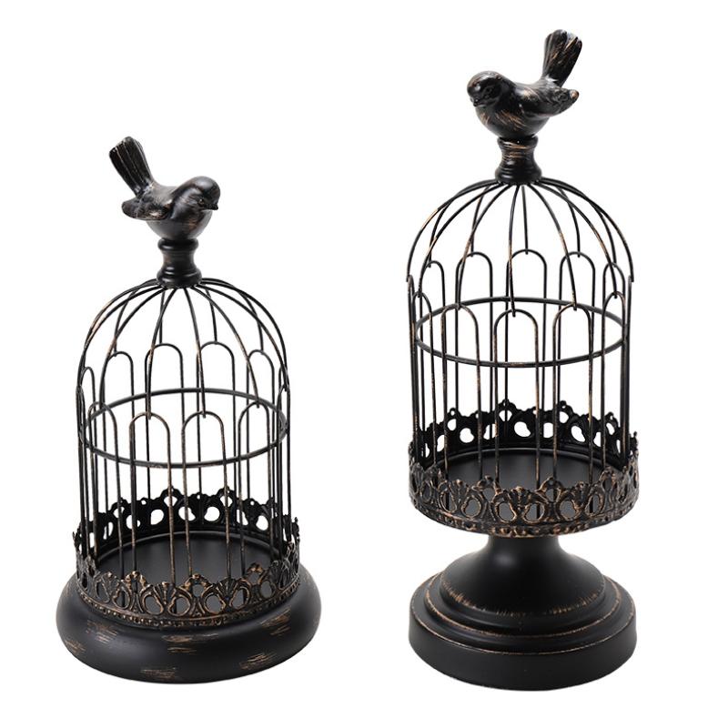 Simple Retro Metal Candle Holder Wrought Iron Bird Cage Ornaments Soft Decorations Romantic Candle Light Dinner Props