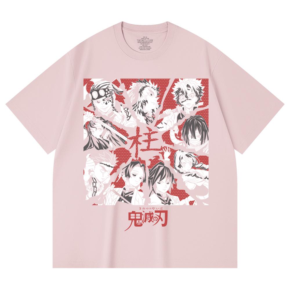 230 Gsm 100% Cotton Demon Slayer V81 Hashiras Print Unisex Heavy Cotton T Shirt