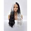 Long Wavy Ombre Black White Synthetic Wigs for Women Heat Resistant Natural Middle Part Cosplay Party Lolita Daily Hair Wigs