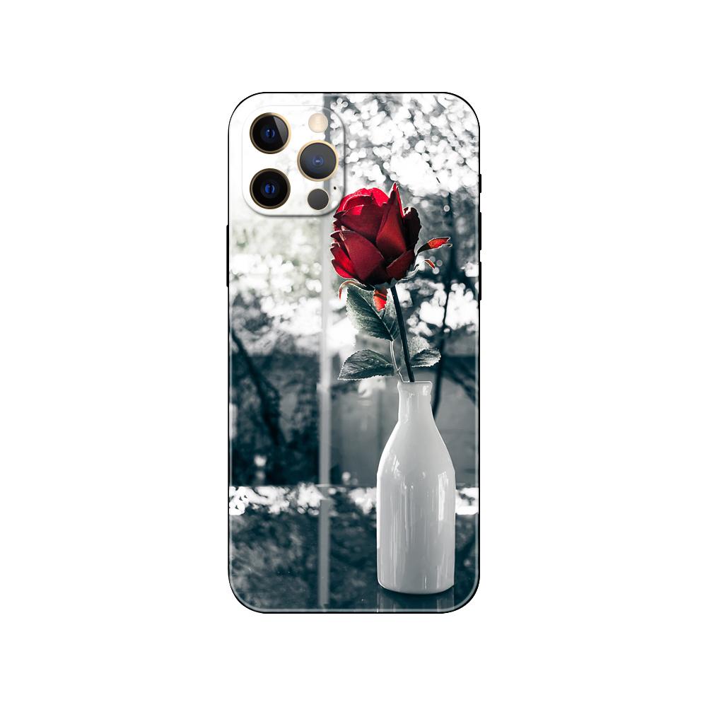 Red Butterfly On Roses Flower Phone Case for Iphone 2020se 6 6s 7 8 Plus X 10 XR XS 11 12 13 Mini Pro MAX Black Tpu Back Cover