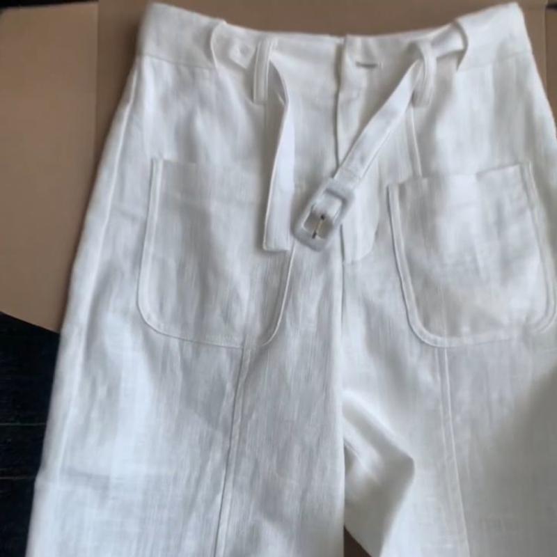 Summer Thin White HighWaist Stylish WideLeg Pants for Women  DesignForward with Front Pockets Casual Trousers