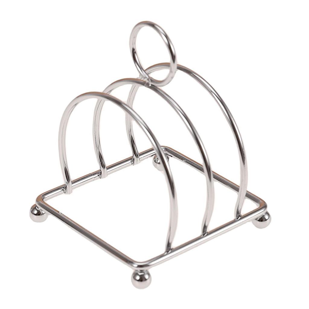 Stainless Steel Toast Rack Space Saving Easy to Clean Bread Stand 3 Slice Slot Loaf Slice Holder for Home, Gathering, Table Cafe