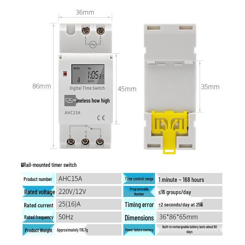 DIN Rail Programmable Electronic Timer Switch