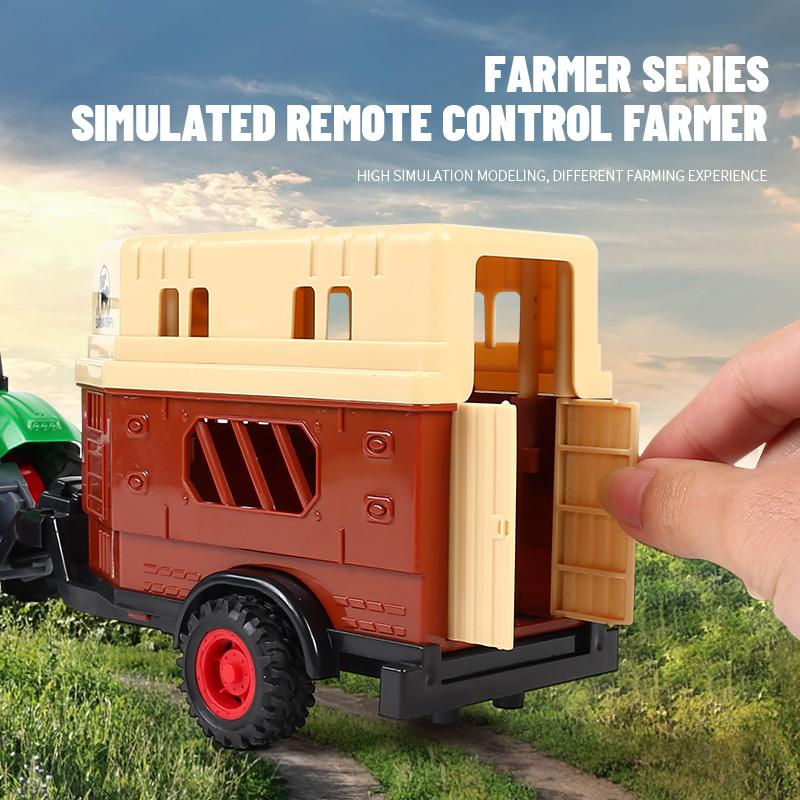 1/24 RC Farmer Tractor Remote Control Trailer Car for Boys Light Farmer Truck Electric Model Toys 27mhz Radio-Control Truck Xmas