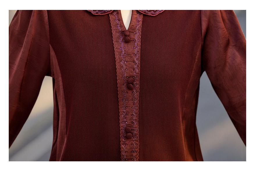 Stylish 2026 Spring Top for Middle-Aged & Elderly Women: Long-Sleeved, Slim-Fit Apparel