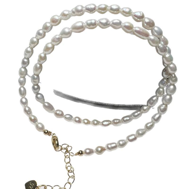 Women's Natural Freshwater Pearl Millet Bead Necklace with Strong Luster