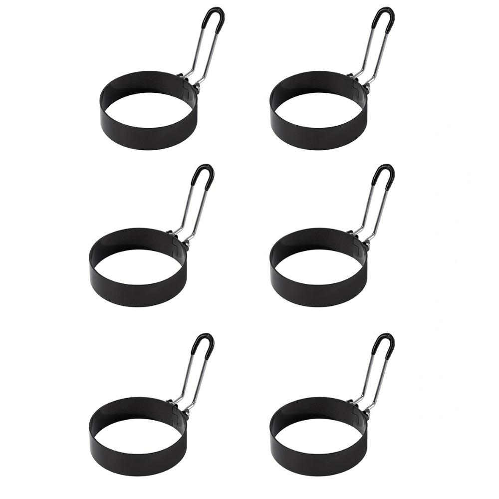 

6pcs Nonstick Fried Egg Rings Stainless Steel Hamburger Patties Mold Pancake Mold Breakfast 6pcs