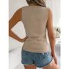 GMXIA Summer Solid Color Button V-neck Cuffed Sleeveless Top Vacation Knitted Sweater Women's Wear