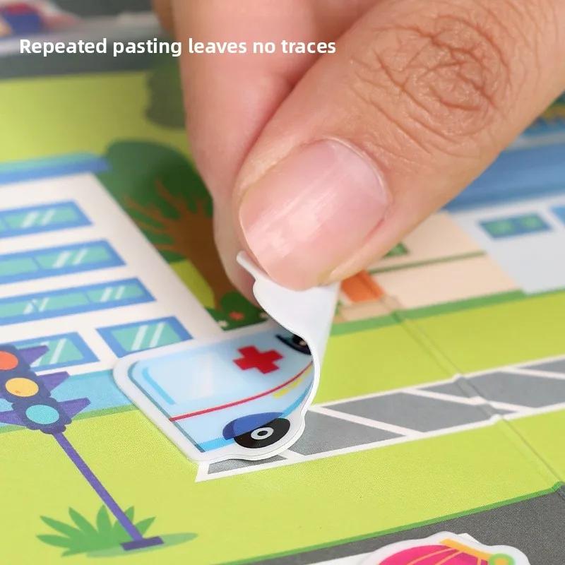 Kids' Reusable Diy Sticker Books Multi-Theme Bubble Paste Book Stickers Portable Montessori Sticker Toy Gifts For Children