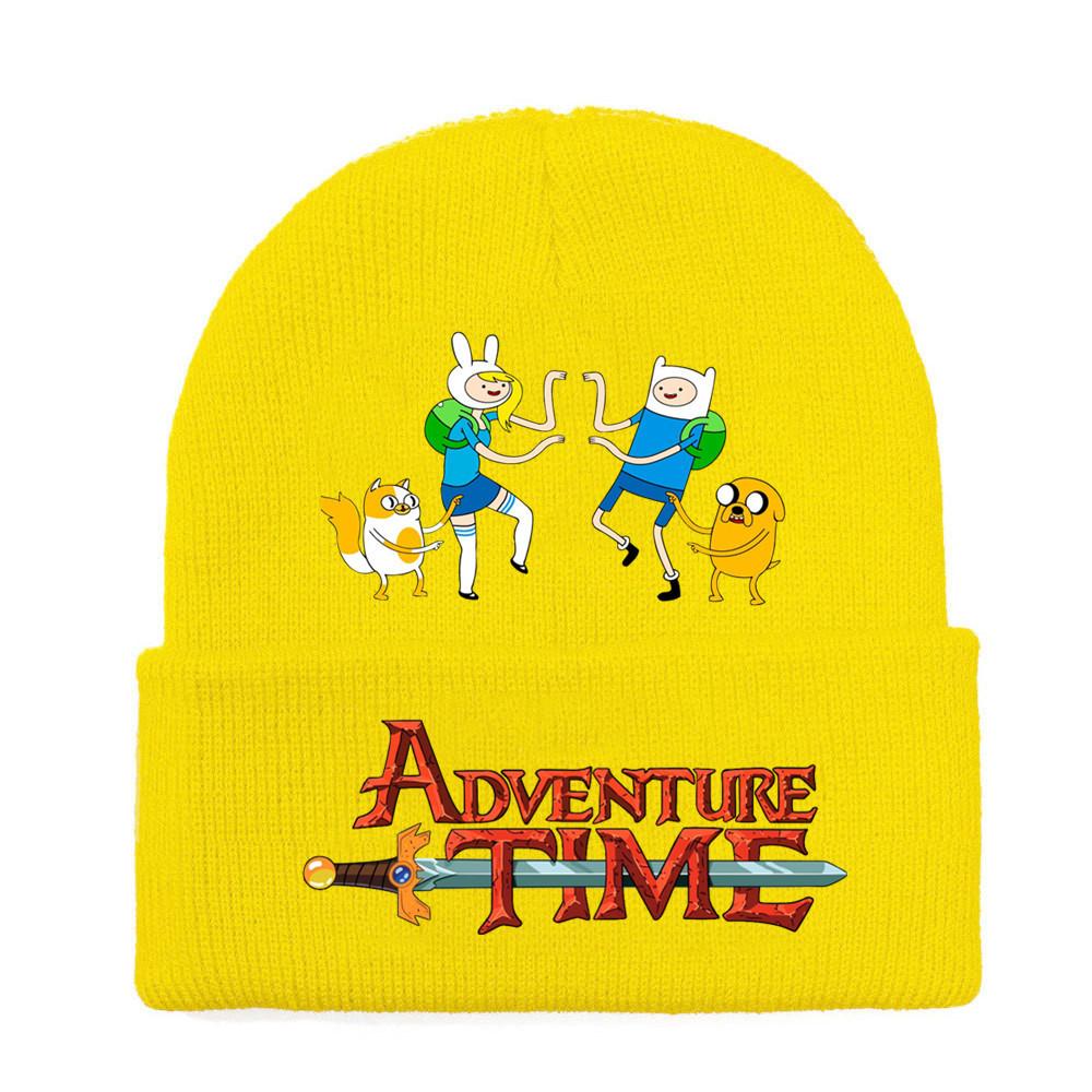 Adventure Time Cartoon Print Acrylic Knit Hat Winter Warm Unisex Beanie For Adults Teens